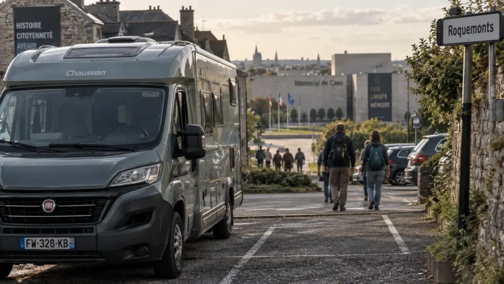Aire de camping-cars à Caen Mémorial : 100 mètres du musée, mais 3 jours maximum