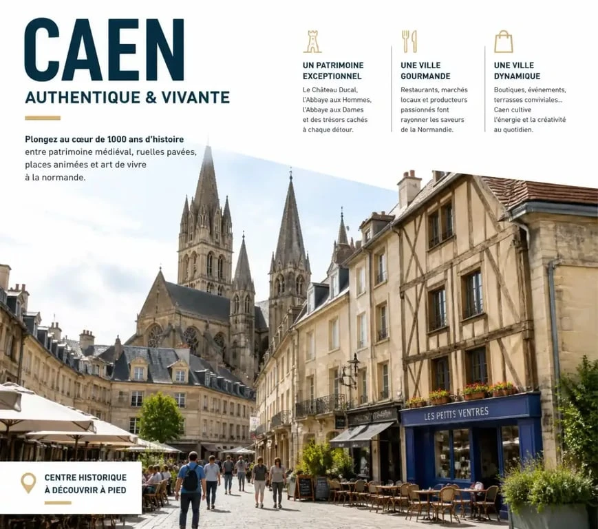 Vue du centre historique de Caen pour préparer votre séjour avec les brochures touristiques