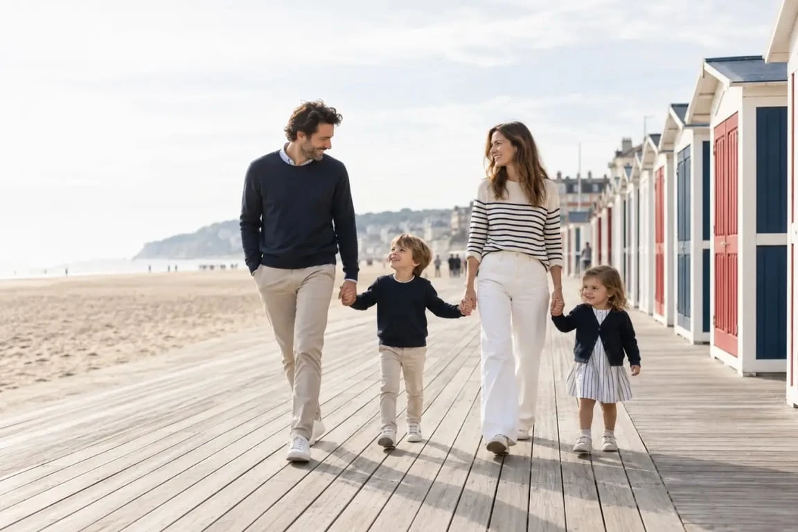 Que faire à Deauville en famille : promenade sur les Planches et la plage