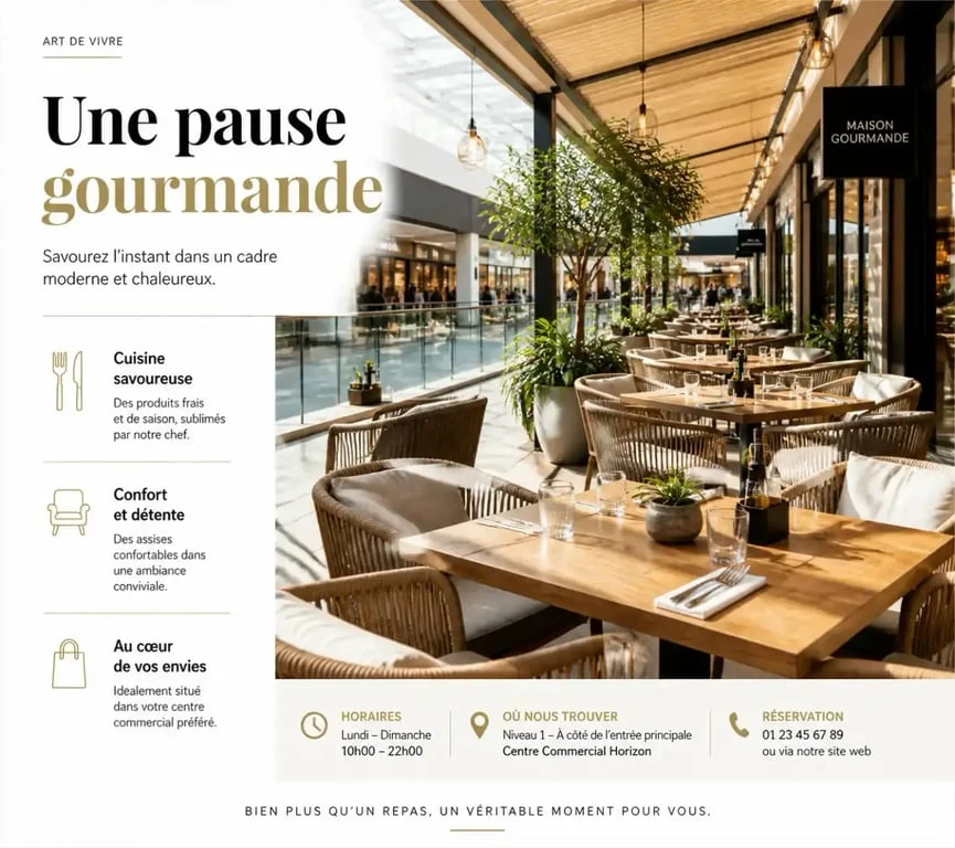 Terrasse de restaurant au centre commercial Mondeville 2 près de Caen