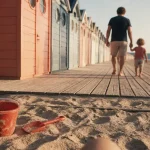 Que faire à Deauville en famille : enfants sur la plage près des Planches