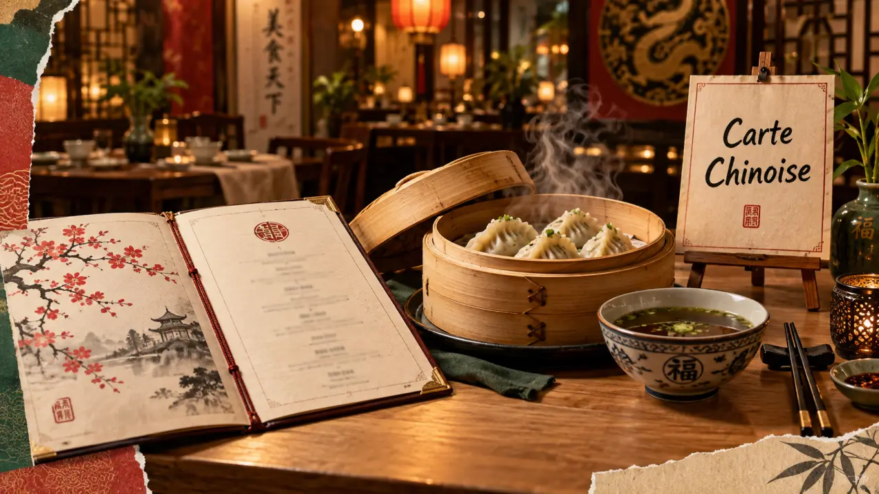 Restaurants chinois Caen : carte et jiaozi vapeur sur table