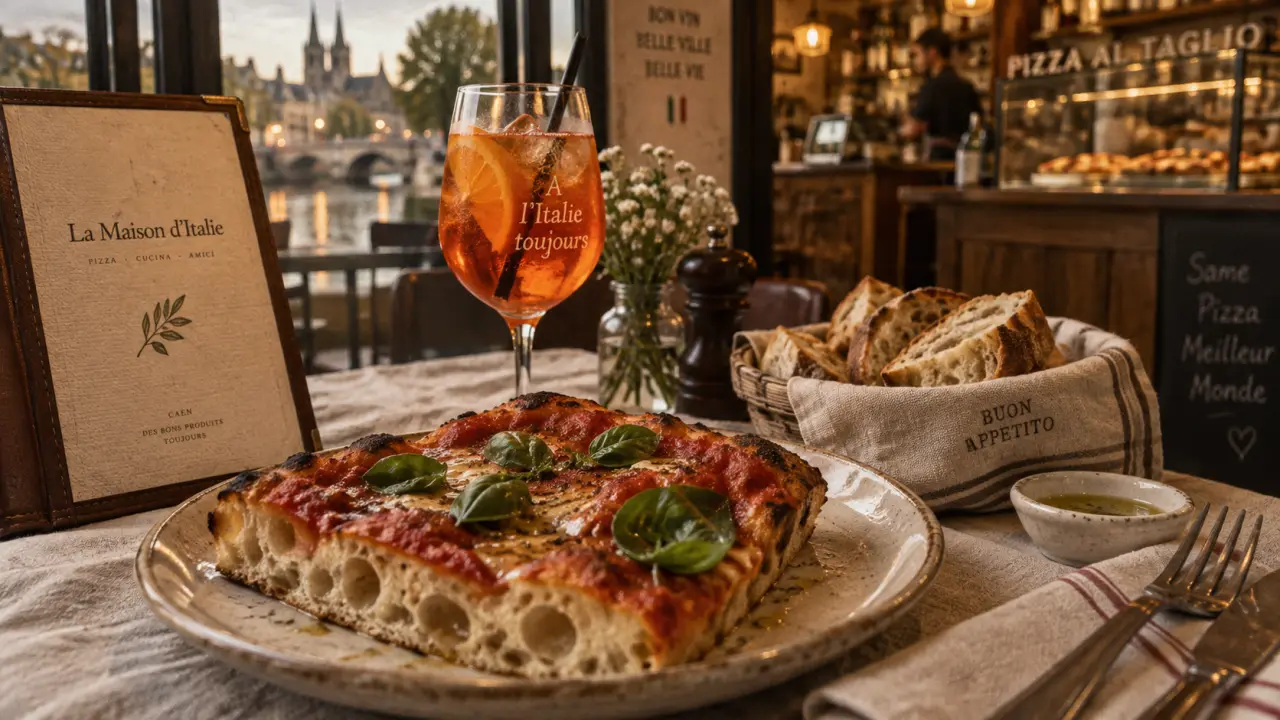 Restaurants italiens Caen : pizza al taglio à la part, Spritz et pain