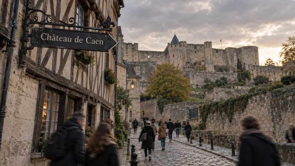 Visiter Caen et sa région : vue du château de Caen depuis le vieux Caen